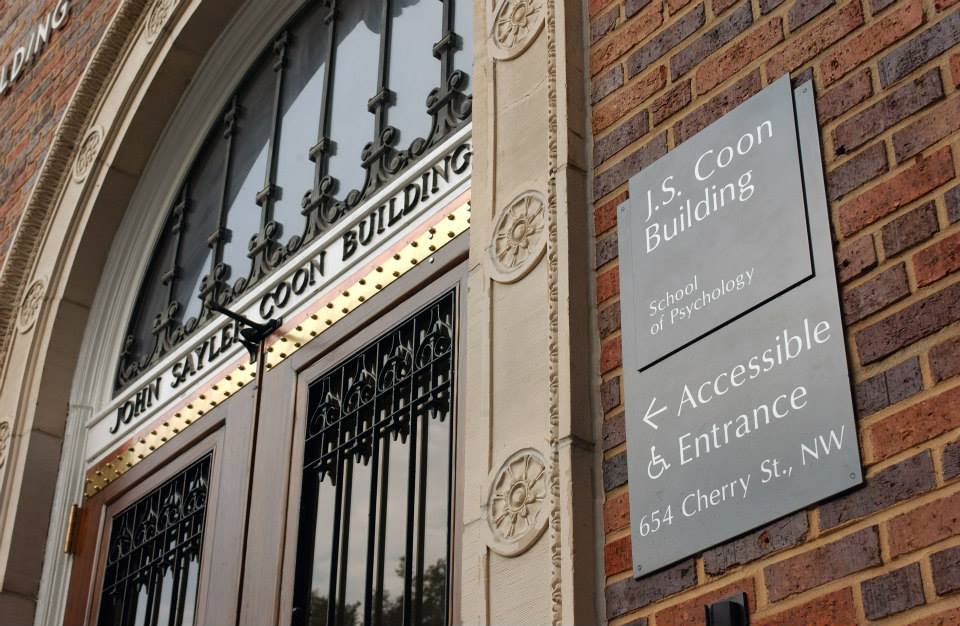Wrought iron covered front doors of the J.S. Coon Building 
