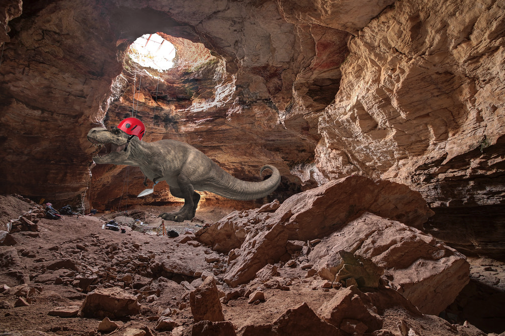 Note: No T. rex have actually helped with the excavations of Natural Trap Cave as their arms would be much too small.