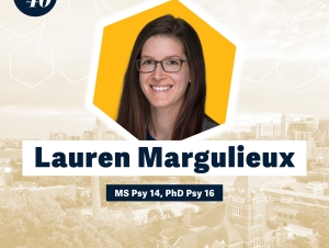Headshot of Lauren Margulieux with a faded background showing Georgia Tech's campus