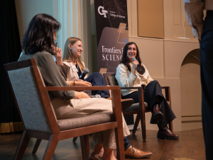 Ida Momennejad responds to a question during a Frontiers in Science panel session.