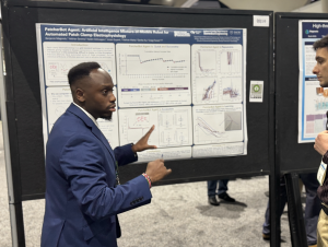 Benjamin Magondu, a graduate student in biomedical engineering, presented at SfN for the first time this year.
