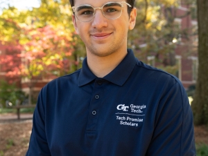 Nick Fabrizio Nick Fabrizio wearing a blue Tech Promise shirt